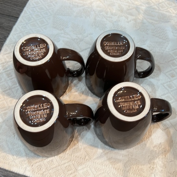 FOUR Corelle Stoneware Dark Brown Mugs - Picture 3 of 7